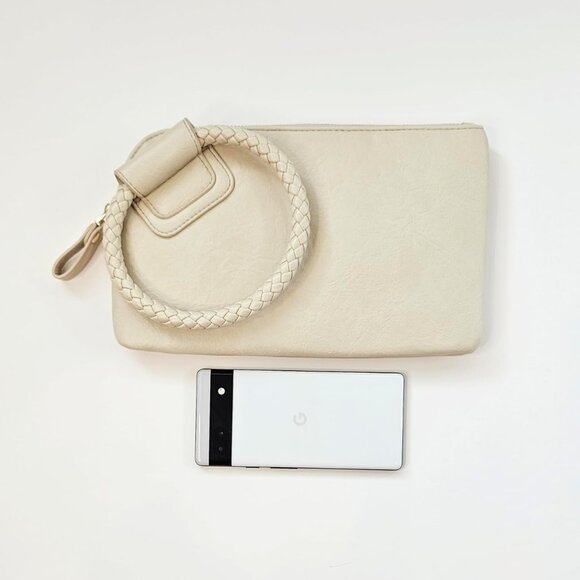 Quality Cream Wristlet Clutch – Lightweight, Durable with Internal Zipper Pocket - Picture 3 of 8